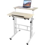 Sifree - bureau debout mobile, chariot pour ordinateur portable  hauteur rglable avec bureau inclinable, ...