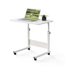 Sifree - bureau portable rglable en hauteur avec roulettes bloquantes et porte - gobelets - table mobile ...