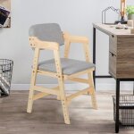 Chaise d'�tude enfant ergonomique r�glable en hauteur - bois massif & tissu respirant (gris / rose), ...