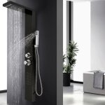 Colonne de douche noir avec 4 fonctions, systeme douche mural, panneau de douche en acier inoxydable ...