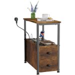 Table d'appoint & meuble entr�e style industriel ? 2 tiroirs + �tag�re avec 2 prises / usb ? organisation ...