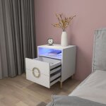 Table de chevet led multifonction 2 tiroirs - panneau de particules 45x40x57cm, 16 couleurs personnalisables ...