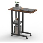 Sifree - tablette pc mobile avec 2 tagres de rangement & roulettes blocables - bureau ambulant multifonction ...