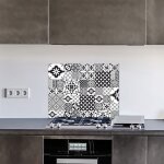 Signaletique. biz france - cr�dence cuisine en aluminium - pose autocollante greyblack 90 x 70 noir, ...