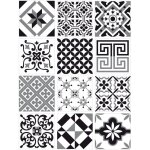 Signaletique. biz france - planche 12 carreaux ciment adh�sifs 20�20 cm ? noir gris blanc ? stickers ...