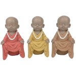 Signes grimalt - figure bouddha moine 3 postures dcoratives diffrentes bouddhisme feng shui