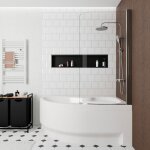 160x100 cm fortuna plus baignoire d'angle en acrylique, droite + tablier + pare - baignoire + pieds, ...