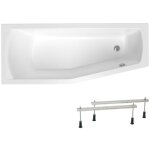 Siko - 160x70 cm laguna aneta baignoire bain / douche asym�trique avec pieds, acrylique, droite, blanc ...