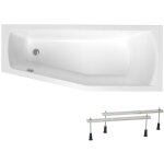 Siko - 160x70 cm laguna aneta baignoire bain / douche asym�trique avec pieds, acrylique, gauche, blanc ...