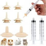 Silicone t�tines d'alimentation pour chatons et chiots, r�utilisables mini t�tines, avec 2 seringues ...