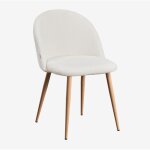 Chaise de salle � manger en tissu boucl� kana deluxe sklum bois naturel