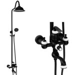 Desconocido ? colonne de douche r�tro noir ? laiton robuste ? pommeau 25 cm ? hauteur r�glable 73 - 113 ...