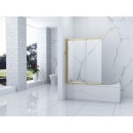 Desconocido ? pare - baignoire coulissant 100x150 cm en verre tremp� 5 mm ? finition dor�e ? montage ...