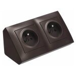 Prise d'angle 2x 2p + t marron 220v 16a simon 54 Prise d'angle 2x 2p + t marron 220v 16a simon 54