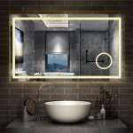 Aica sanitaire - simple bluetooth led tricolore tactile miroir de salle de bain avec loupe horloge anti ...