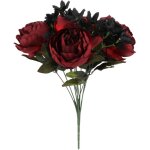 Simulation rose noir rouge faux bouquet de fleurs, faux roses vintage avec de lues tiges pour la fte ...