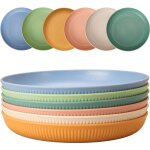 Lot de 6 assiettes incassables, assiettes creuses en plastique, assiettes de camping de 22, 5cm pour ...