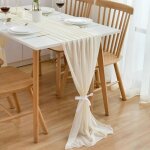 Chemin de table en mousseline - beige - 75 x 300 cm - d�coration de table de cuisine en int�rieur - vacances ...