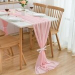 Chemin de table en mousseline - rose clair - 75 x 300 cm - dcoration de table de cuisine en intrieur ...