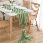 Chemin de table en mousseline - vert sauge - 75 x 300 cm - dcoration de table de cuisine en intrieur ...