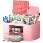 Sinbinta - organisateur de bureau, rangement en plastique avec 5 compartiments, 2 tiroirs coulissants, ...
