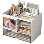 Organiseur bureau avec tiroir, bo�te de rangement, organiseur de fournitures de bureau en plastique pour ...