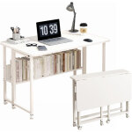 Petit bureau pliant avec roulettes, table de bureau pliante bureau d?tude pour ordinateur, petit bureau ...