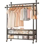 Portant  vtements avec 2 tringles de suspension, portant vetement solide multifonctionnel en mtal ...