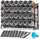 Sinbinta - tagres  pices  4 niveaux, rangement pices cuisine avec 28 pots  pices 180 tiquettes ...