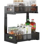 Rangement sous vier en mtal, 2 niveaux tagre sous vier coulissant de cuisine avec hauteur rglable, ...