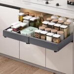 Tiroir coulissant cuisine adhesif, bac coulissant placard cuisine, organisateur d'armoires de cuisine ...