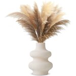 Vase ceramique beige, vase decoratif design arrondie, nordique vase fleurs sches, herbe de pampa, bouquet ...