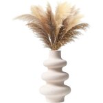 Vase ceramique beige, vase decoratif design arrondie, nordique vase fleurs sches, herbe de pampa, bouquet ...