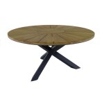 Sined - table de jardin ronde �150 cm en teck fsc� avec plateau a lattes et structure en aluminium anthracite ...