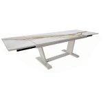 Sined tavolo allonge 180 - 280 cm en aluminium verni et surface en kedra ceramique effet travertin accueille ...