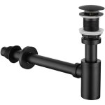 Siphon � bouteille acier inoxydable noir sans trop plein universal robinet lavabo cuisine salle de bains ...