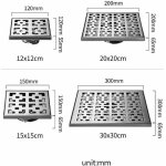 Siphon de douche carr� bross�, siphon de sol en acier inoxydable avec grille amovible, passoire � cheveux, ...