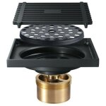 Siphon douche � l'italienne siphon de sol noir anti - odeur 100100mm