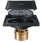 Siphon douche � l'italienne siphon de sol noir anti - odeur 100100mm