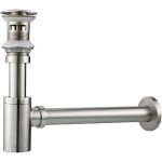 Siphon d'�vier en acier inoxydable avec bouchon - siphon universel - bonde - pop - up (kit bross� avec ...