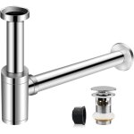 Siphon de lavabo avec bonde de lavabo, universel tube siphon de lavabo siphon acier inox 1 1 / 4 x 32mm ...
