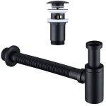 Siphon de lavabo avec bonde de vidage, siphon universel en laiton avec bouchon de lavabo et orifice de ...