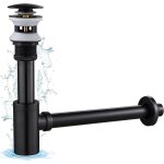 Siphon noir rtro avec bonde avec trop - plein, laiton universel design siphon anti - odeur pour lavabo, ...