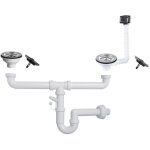 Toscohome - siphon quartz 2 voies pour �vier 1'1 / 2 avec bonde �co et grille de trop - plein rectangulaire ...