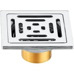 Siphon sol en acier inoxydable �pais drain douche carr� anti odeur siphon sol carr� avec joint d'eau ...