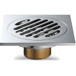 Siphon de sol anti - odeur tout cuivre pour salle de bain joint d'eau peu profonde a usage unique chrome ...