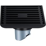 Siphon de sol carr 10x10cm, inox avec grille anti insectes et dodorant pour salle de bain, cuisine, ...