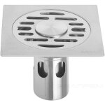 Siphon de sol carr�, acier inoxydable 304, couvercle amovible avec grilles, carrelage suppl�mentaire, ...