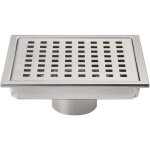Siphon de sol carr argent bross de 6 pouces, grille avec couvercle amovible, acier inoxydable sus304 ...