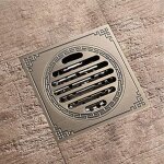 Siphon de sol carr� en laiton antique de 10 cm, filtre � eaux us�es pour salle de bain, cuisine et v�randa ...